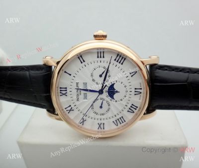 Replica Patek Philippe Perpetual Calendar 42mm Watch Rose Gold White Dial